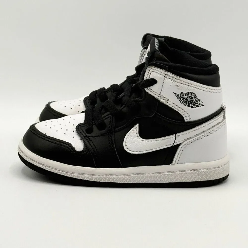 Nike Air Jordan Retro 1 OG High Top Panda Black White Lace Up Toddler Sneakers -